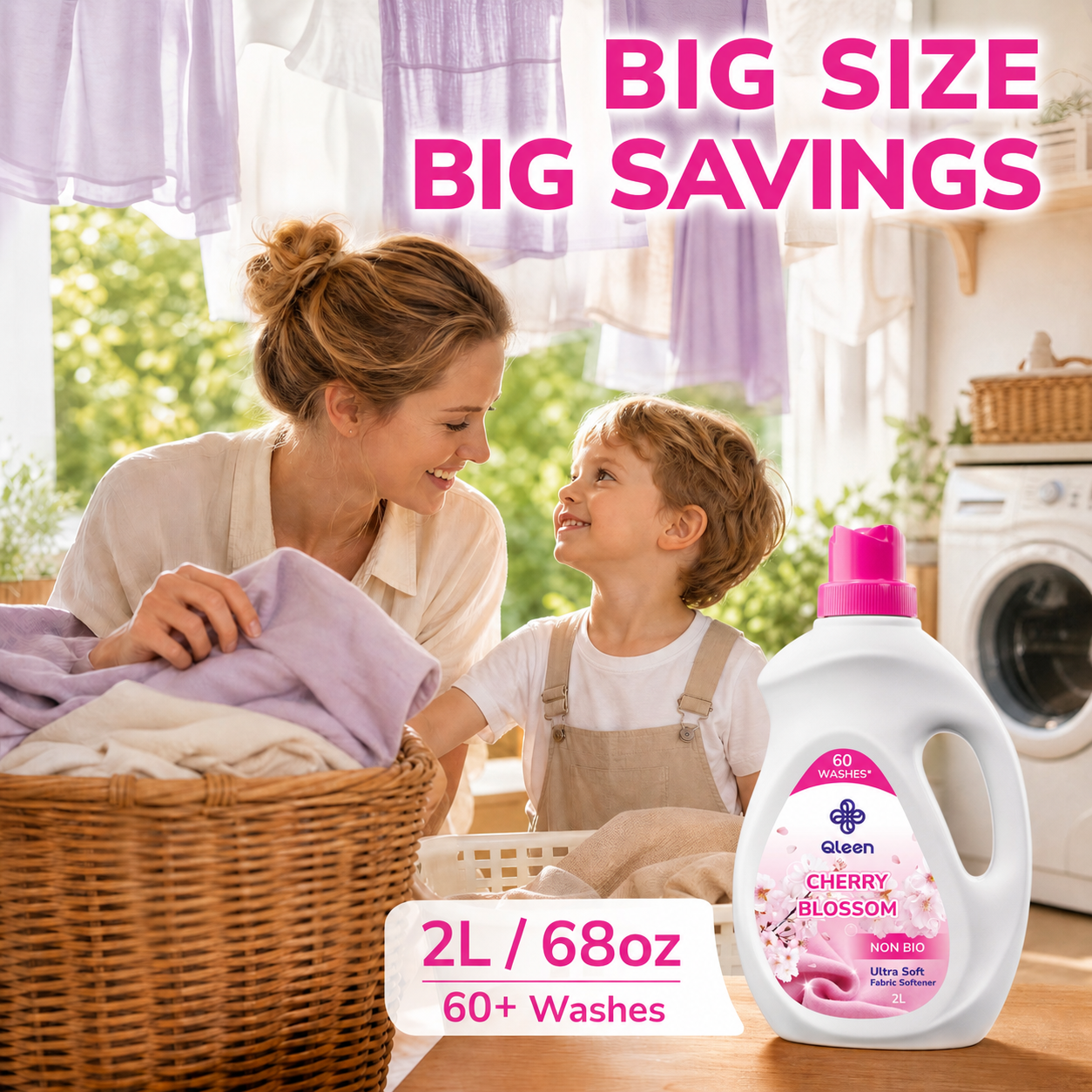 Qleen Ultra Soft Fabric Softener Cherry Blossom Family Safe
