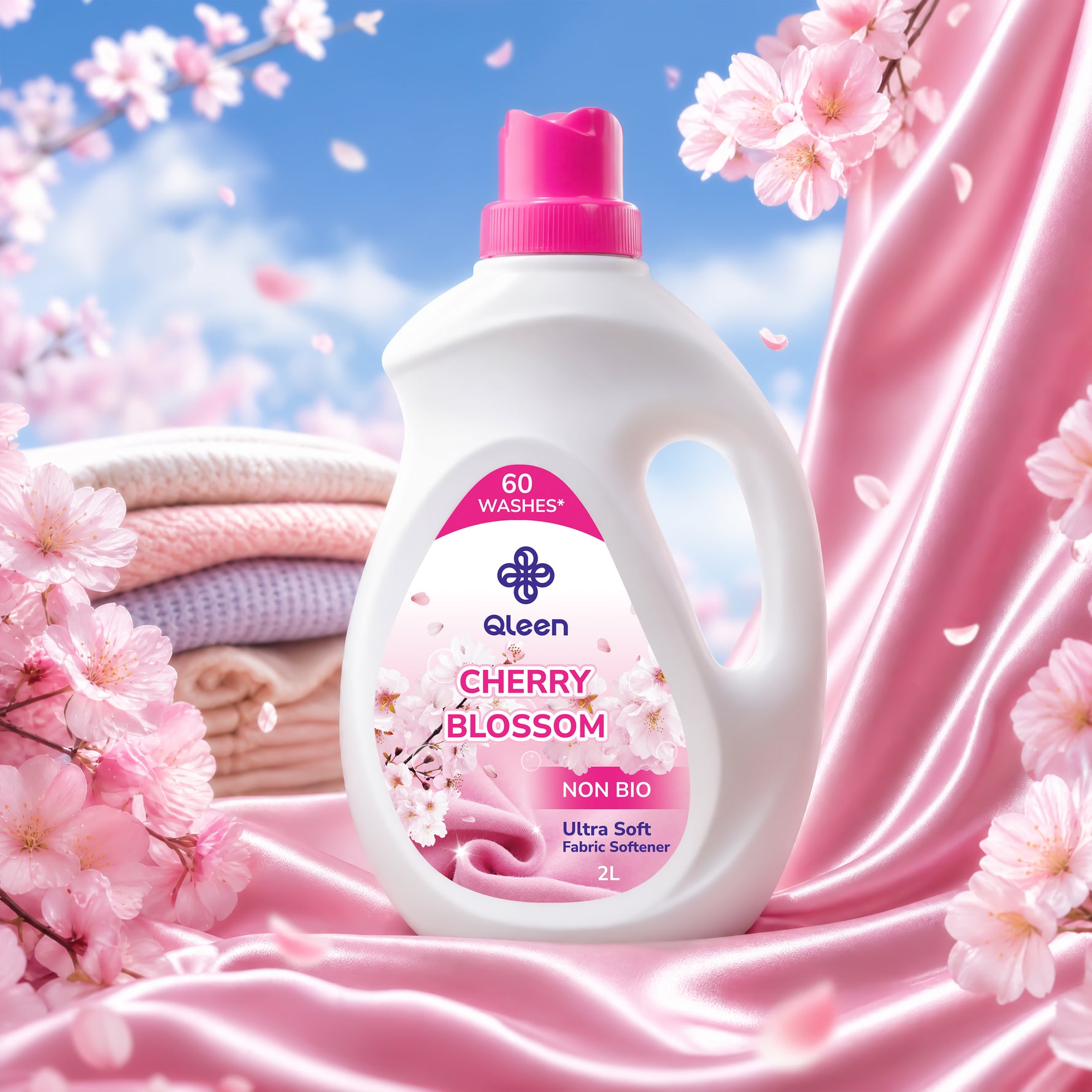 Qleen Ultra Soft Fabric Softener Cherry Blossom Lifestyle