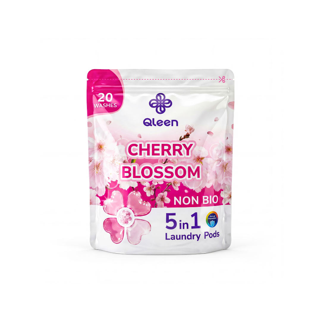 Qleen Non-Bio 5-In-1 Laundry Pods Trail Pack Cherry Blossom Main