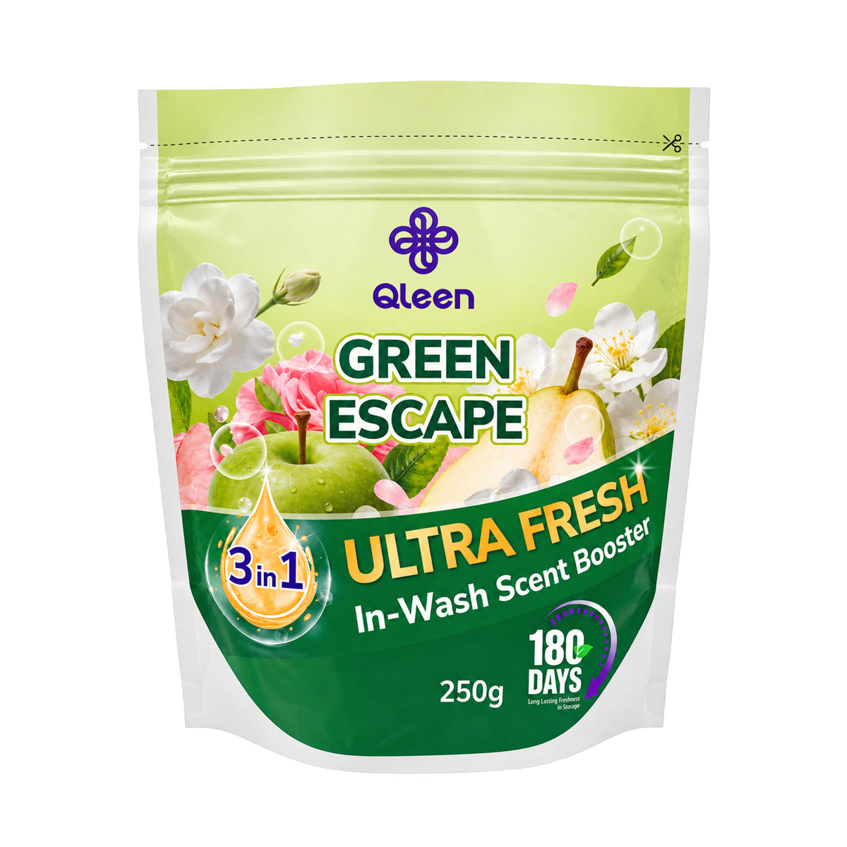 Qleen In-Wash Scent Booster Starter Pack 250g Green Escape