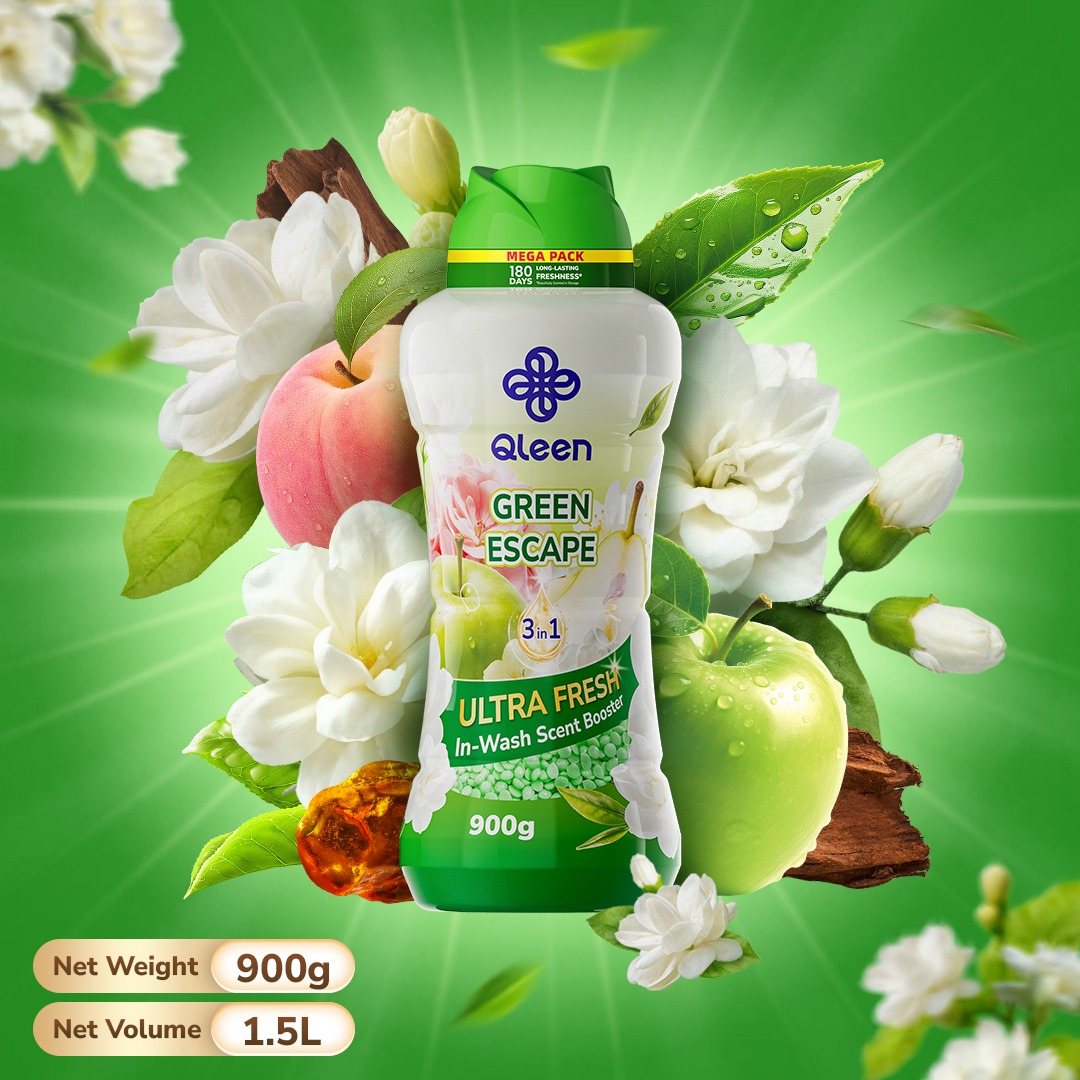 Qleen In-Wash Scent Booster Starter Pack 900g Green Escape Specification