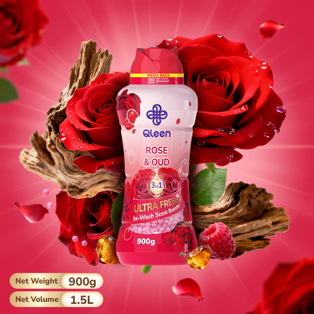 Qleen In-Wash Scent Booster Starter Pack 900g Rose & Oud Specifications