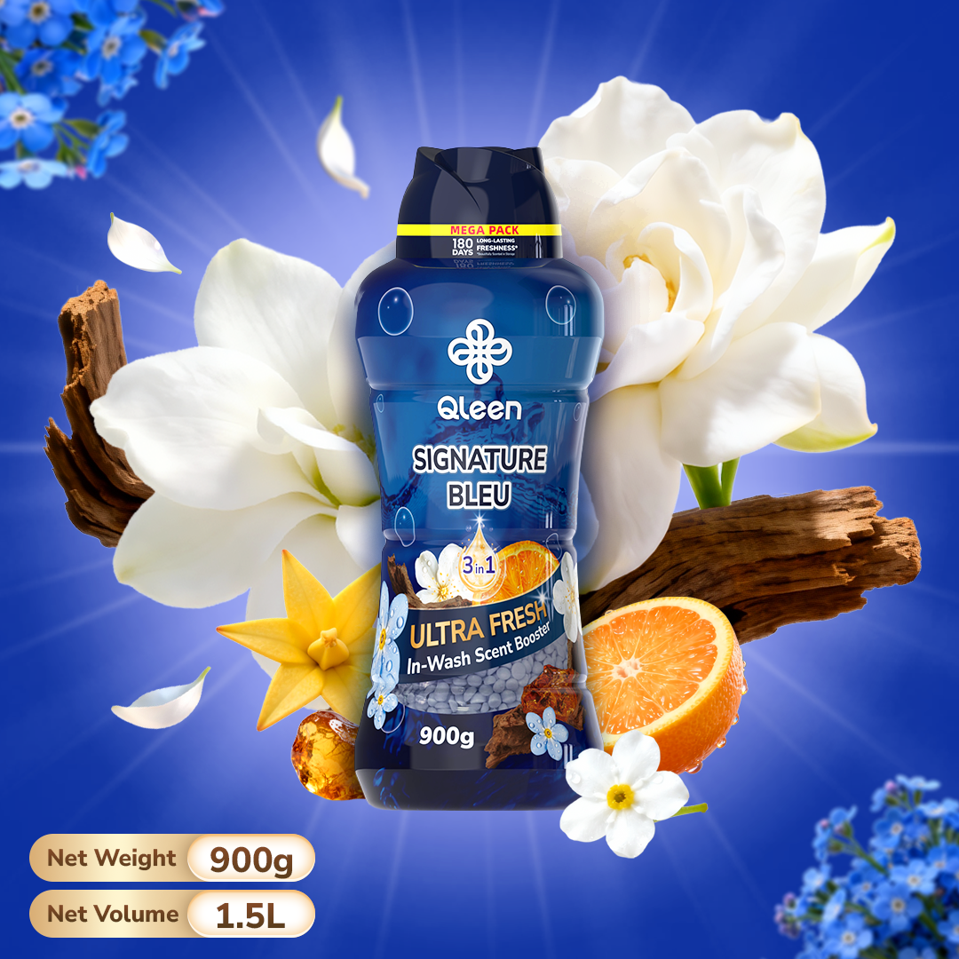 Qleen In-Wash Scent Booster Starter Pack 900g Signature Bleu Specifications