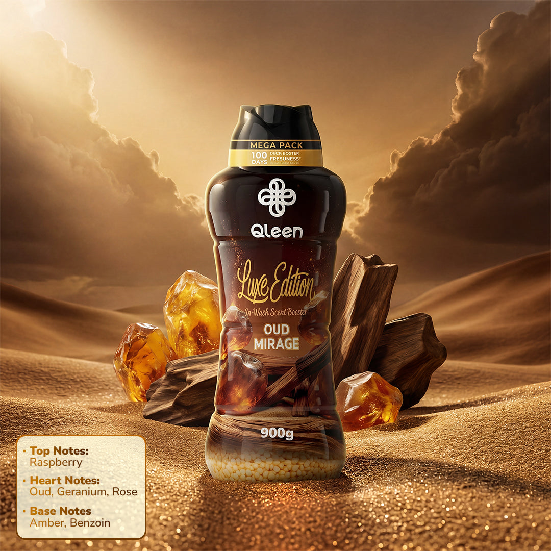Qleen In-Wash Scent Booster Starter Pack 900g Oud Mirage Notes Information