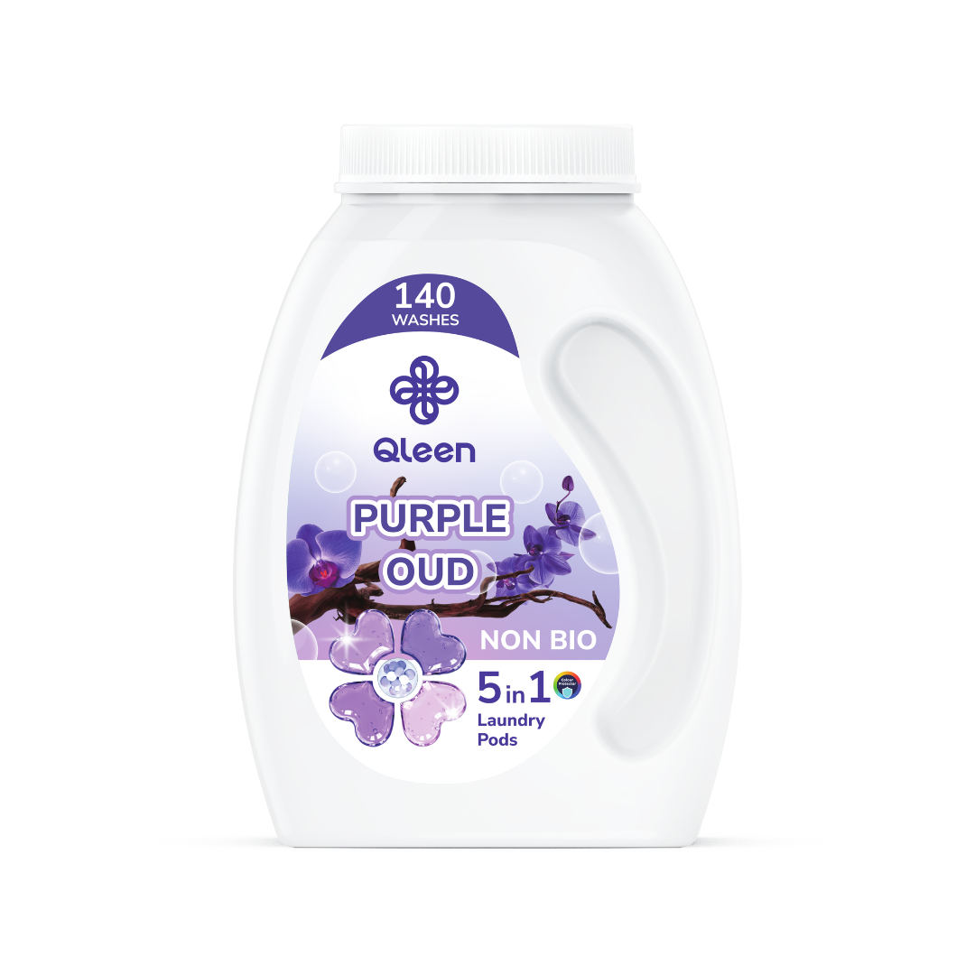 Qleen Non-Bio 5-In-1 Laundry Pods Family Pack Purple Oud Main