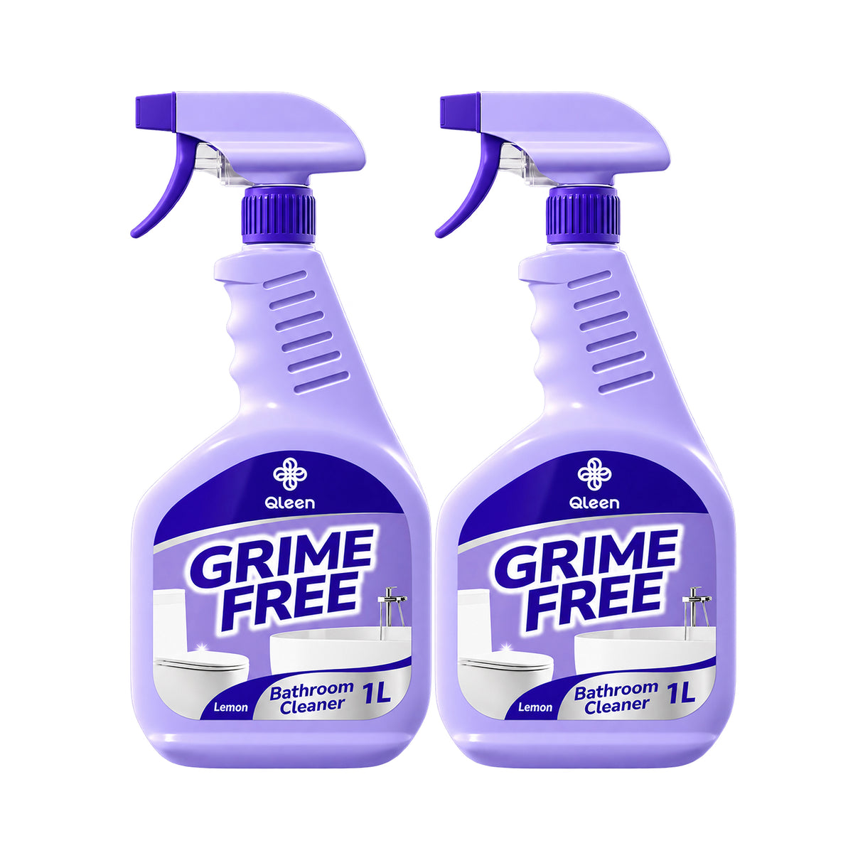 Qleen Grime Free Bathroom Cleaner Spray 1L, Lemon Scent