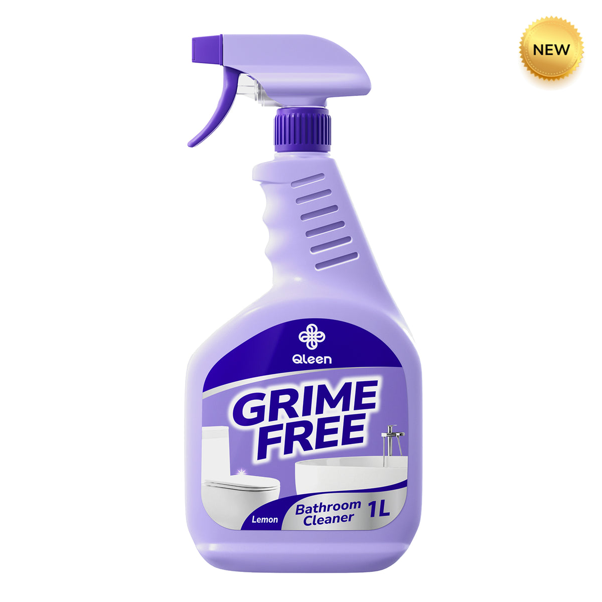 Qleen Grime Free Bathroom Cleaner Spray 1L, Lemon Scent