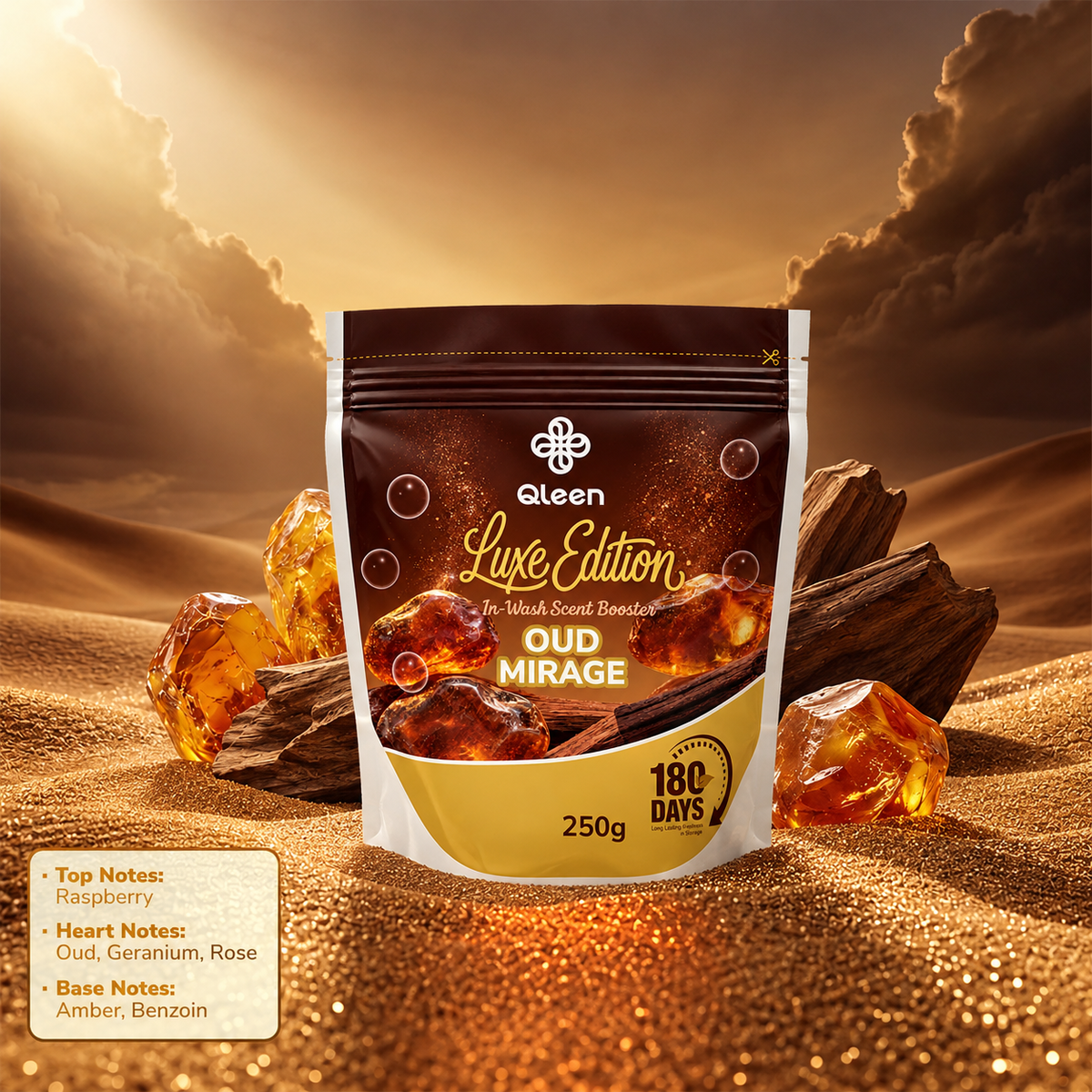 Qleen In-Wash Scent Booster Trail Pack 250g Oud Mirage