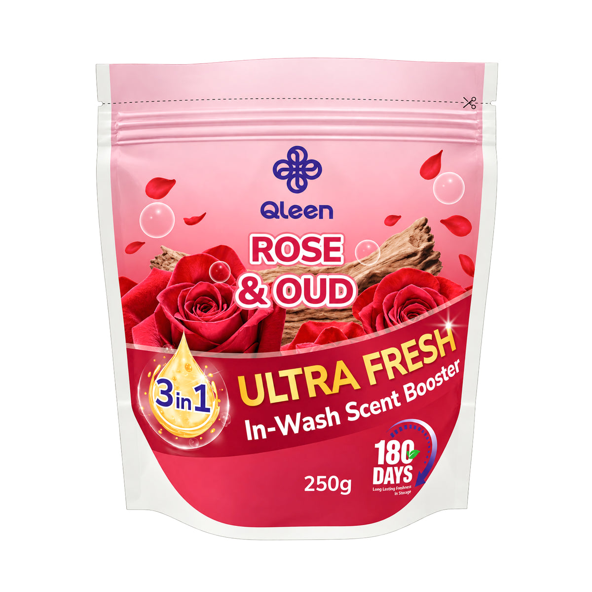 Qleen In-Wash Scent Booster Starter Pack 250g Rose & Oud