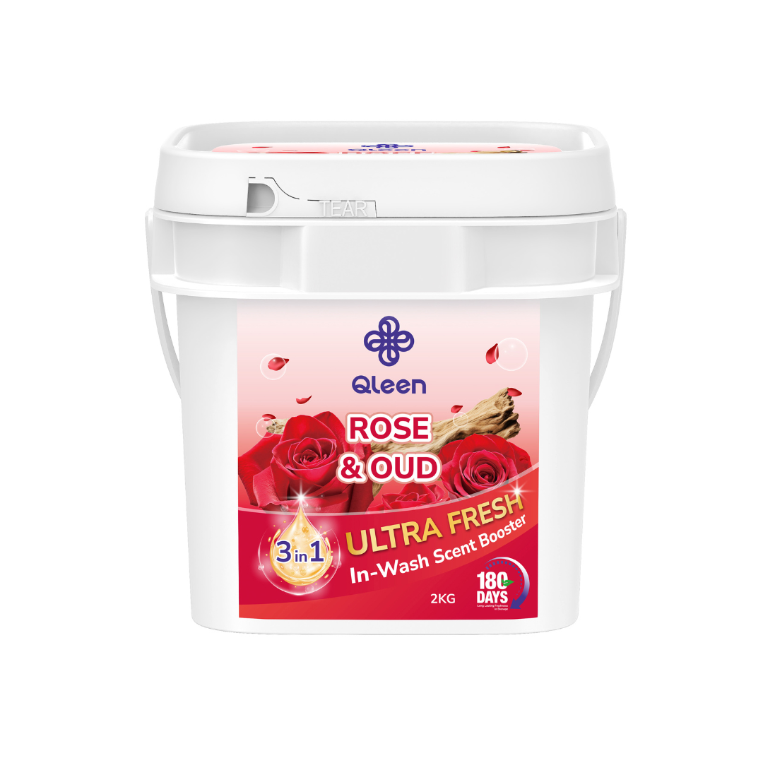 Qleen In-Wash Scent Booster Family Pack 2KG Rose & Oud Main